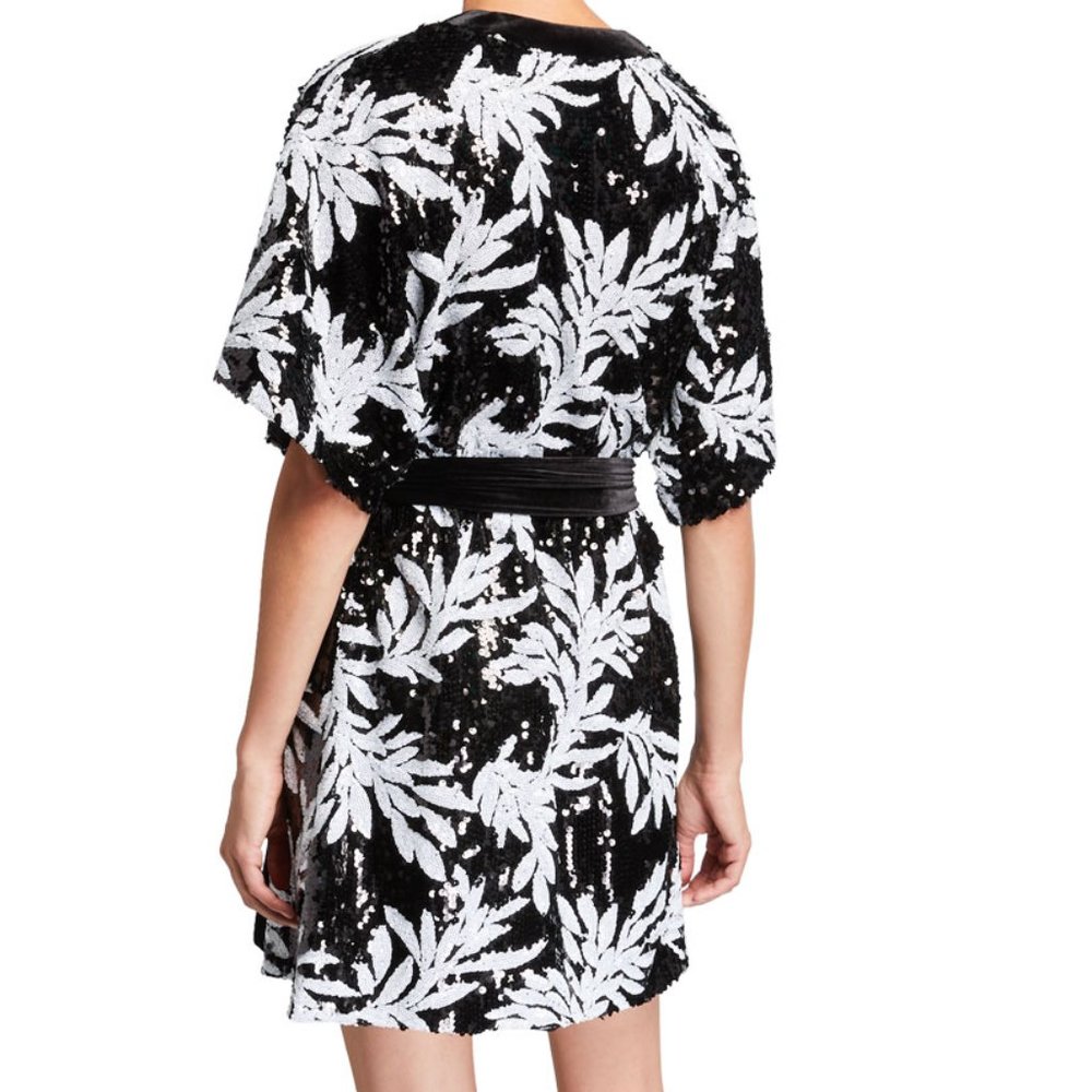 NWT Jay Godfrey black, white sequin wrap dress, 6 - Picture 2 of 4